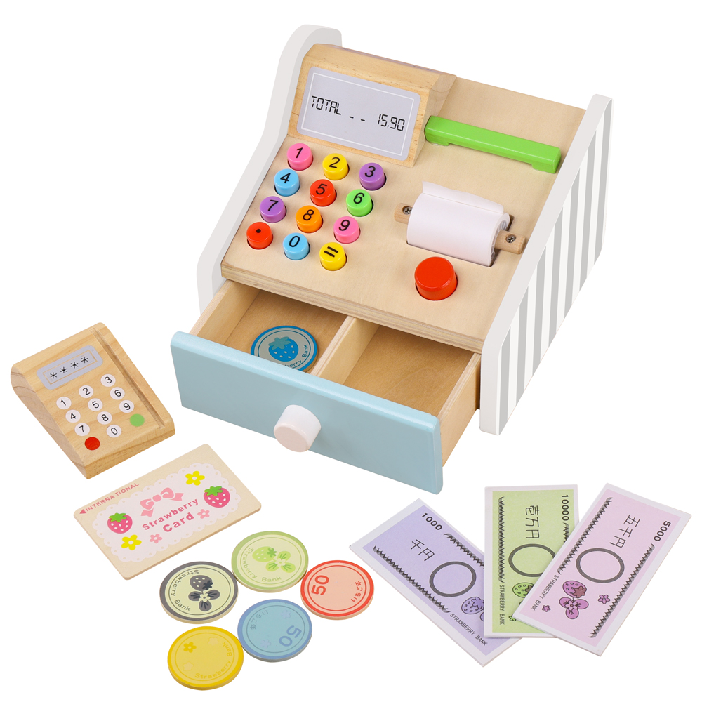 Toy Cash Register - Ahşap yazarkasa oyuncaklar çocuk mağaza alışveriş